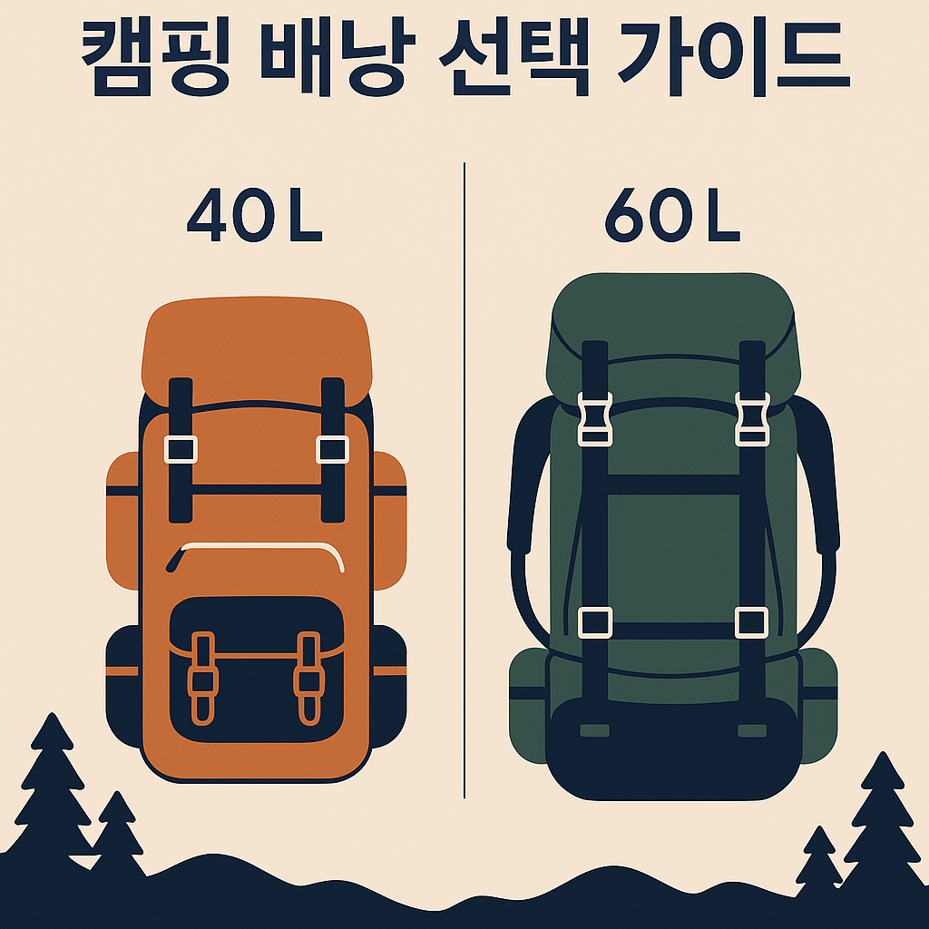 캠핑 배낭 선택 가이드: 용량별 40L와 60L의 장단점 분석